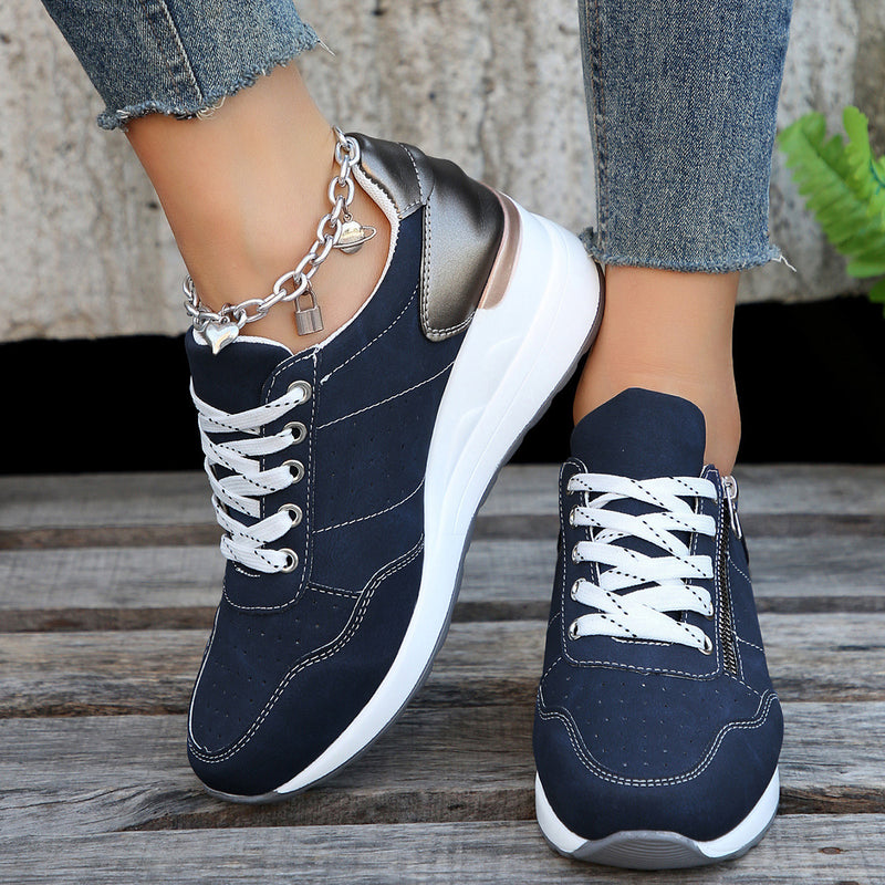 Fashion Lace-up Sneakers Women Cozy Tinck-soled Sports Shoes