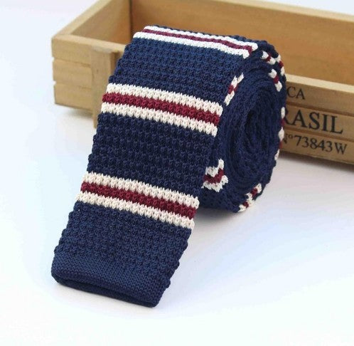 Men Knitted Knit Leisure Striped Ties Fashion Skinny Narrow Slim Neck Ties For Men Skinny Woven Designer Cravat