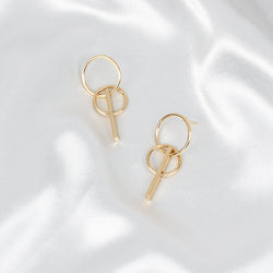 Double Circle Original Girl Heart Stud Earrings For Women Jewelry Geometric Earring