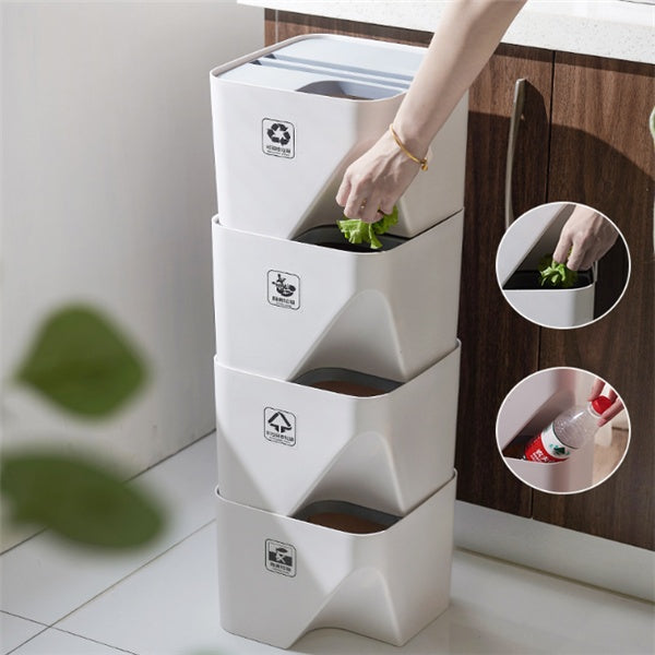 Kitchen Trash Can Recycle Bin Stacked Sorting Trash Bin Household Dry And Wet Separation Waste Bin Rubbish Bin for Bathroom