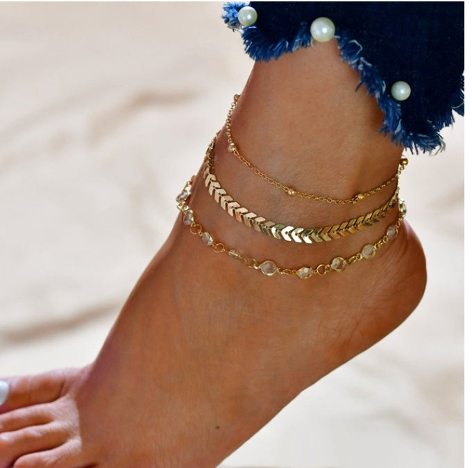 LETAPI Bohemian Beads Anklets for Women Boho Cubic Zirconia Anklet Ankle Bracelet on Leg Anklet Jewellery