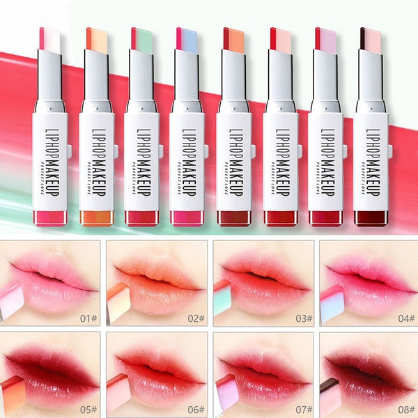 Hot Sale Women Double Color Lipstick Waterproof Long-Lasting Lip Gloss Moisturzing Nourishing Lipsticks Balm Lip Cosmetics