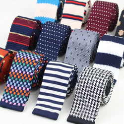 Men Knitted Knit Leisure Striped Ties Fashion Skinny Narrow Slim Neck Ties For Men Skinny Woven Designer Cravat