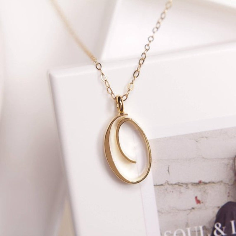 Gold 26 Old English Initial Letter Necklaces For Women