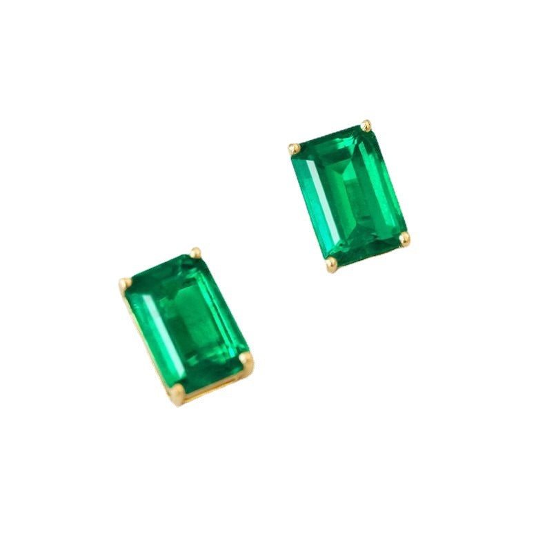 Emerald Square Stud Earrings For Women