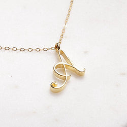 Gold 26 Old English Initial Letter Necklaces For Women