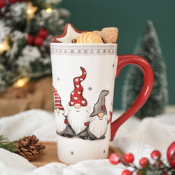 Christmas Large Capacity Ceramic Relief Cup