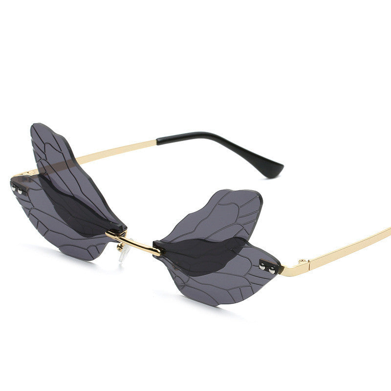 Frameless Trimming Sunglasses Women Dragonfly Wings Sunglasses