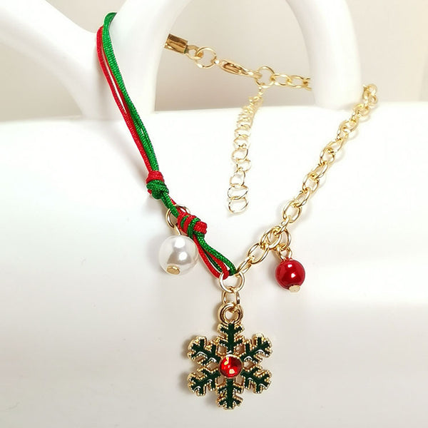 New Christmas Snowman Santa Claus Tree Snowflake Elk Bracelet Christmas Gift Charm Bracelet Chain Pendant For Women New Year Fashion Gift