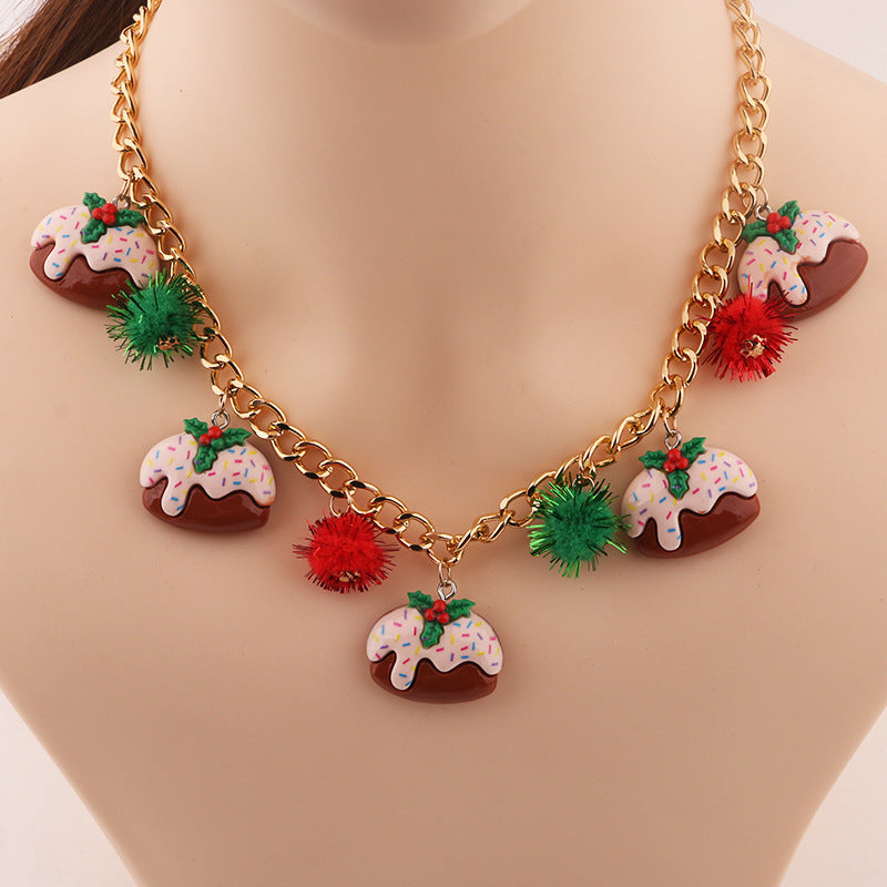 New Christmas Tree Bell Santa Claus Necklace Creative Personalized Pendant Clavicle Chain Women's Jewelry